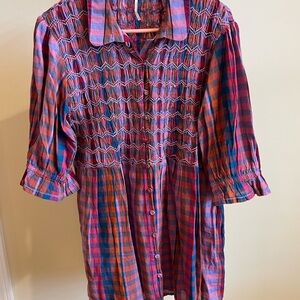 Colorful Plaid Button-Up Dress